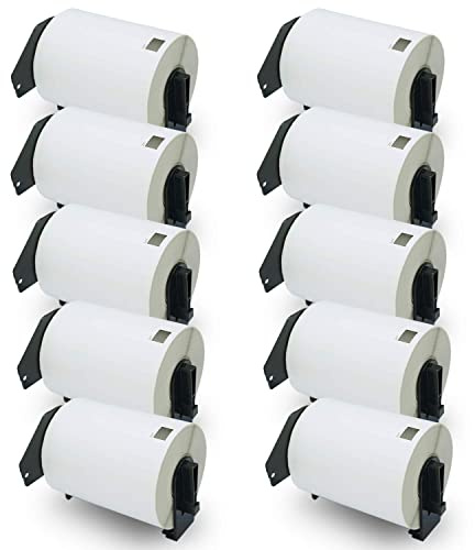 BETCKEY - 10 rullar DK-11241 Etiketter kompatibla med Brother, 102mm x 152mm, 2000 etiketter, fraktetiketter som används för Brother QL etikettskrivare[10 återanvändbara etiketthållare]