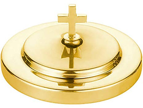Sudbury Polished Brass Tone Bread Plate Communion Tray Cover, 6 1/2 Inch