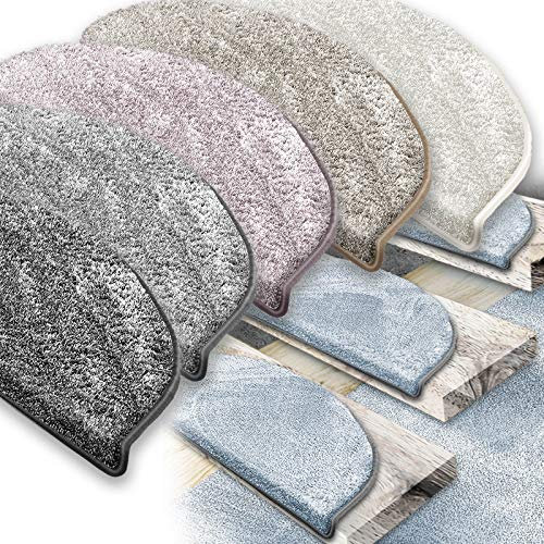 Casa Pura Marchette | Effet Velour: Tapis Doux et Confortable | Polypropylène Résistant | Sundae - Beige, Tapis d’Escalier Demilune (15 pièces)
