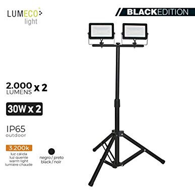 Edp 70320 Foco Proyector Led con Tripode 2 X 30W, 3200K, 2 X 2000 Lumens, Negro