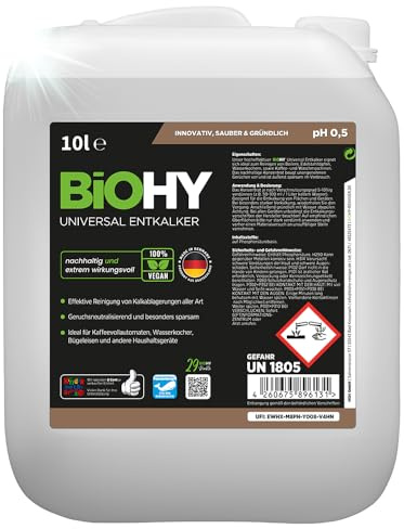 BiOHY Universal Entkalker (10 Liter Kanister), Konzentrat, Kaffeemaschinen | Entkalker Konzentrat für Kaffeemaschinen, Wasserkocher und Haushaltsgeräte, starker Kalklöser