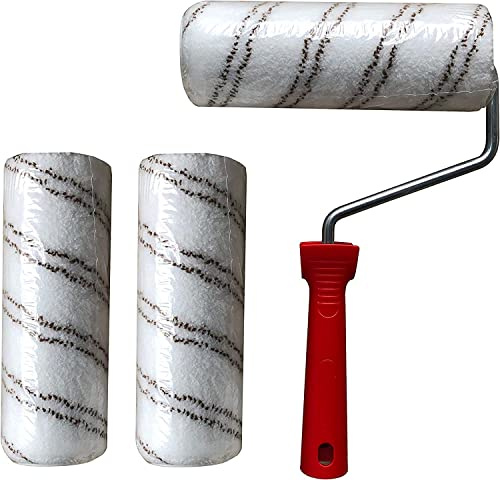 3 Stk. Polyamidrolle 18cm Rolle Walze mit Halter für 2K-Epoxidharz/Polyurethan Bodenbeschichtung Epoxy Grundierung Versiegelung Top Coat