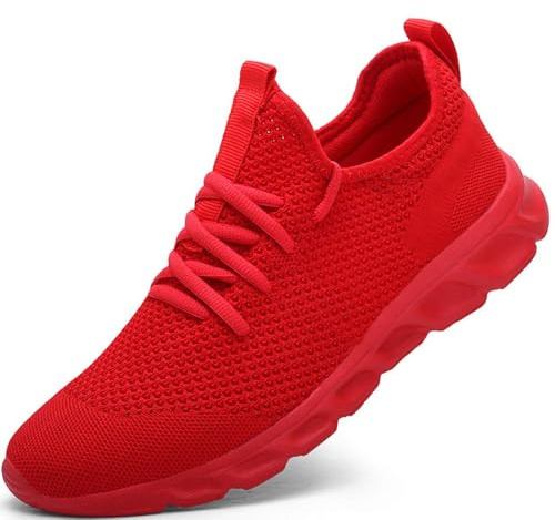 Damyuan Scarpe da Running Corsa Uomo Ginnastica Camminata Casual Jogging Trekking Tennis TRAI Mesh Basket Sport Outdoor Fitness Sportive Palestra Platform Sneakers Rosso 43 EU