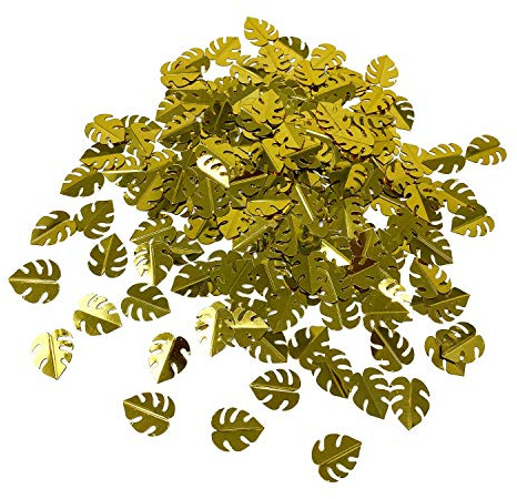 Oblique-Unique® Monstera Blätter Konfetti 180 Stk. für Geburtstag Feier Sommer Hawaii Party Tisch Deko Streudeko (Gold)