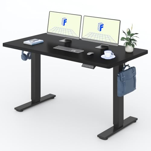 FLEXISPOT Höhenverstellbarer Schreibtisch Basic 140x80cm | mit Haken und 25mm EINTEILIGER Tischplatte, ergonomischer Schreibtisch mit LED-Höhenanzeige und Memory-Funktion (Schwarz)