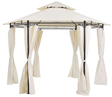 Garten-Pavillon mit Dach und Seitenwänden beige rund moderner Stil Portel