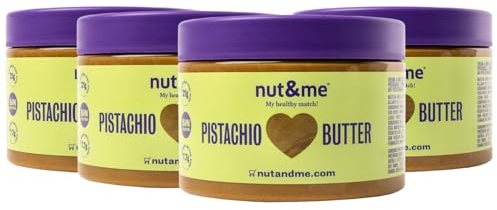 nut&me Crema de pistacho 100% 1 kg | Pack 4 x 250 g, Sin azúcares añadidos, gluten ni aditivos, Dieta keto, Vegano, Fuente de proteínas, Alto en fibra