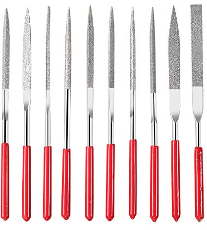 Bestgle 10 Pcs Lime Diamantate Mini Diamond Files, Lima Diamantata, 2mm x 100mm Rotondo Diamante File per Taglio di Profili di Abrasione