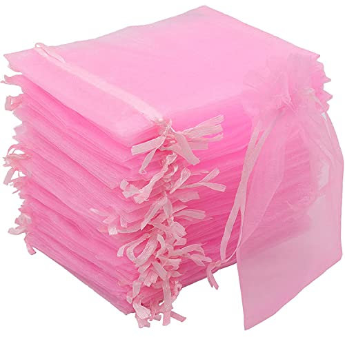 Carehabi - Organzasäckchen, Organzabeutel, Geschenkbeutel Organza, Schmuckbeutel, Hochzeit-Säckchen, Lavendelsäckchen-Säckchen (10 x 15cm, Rosa)