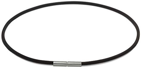Kautschuk Halskette Halsband Kautschukband mit Edelstahl Bajonettverschluss Tunnel-Drehverschluß 1,5 mm schwarz.