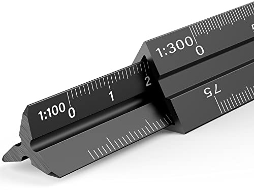 JOLIGAEA 2pcs Righello Triangolare, 30cm Scalimetro Alluminio 1:100 1:200 1:250 1:300 1:400 1:500/1:20 1:25 1:50 1:75 1:100 1:125, Righello in scala architettonica per studenti, disegnatore, ingegneri
