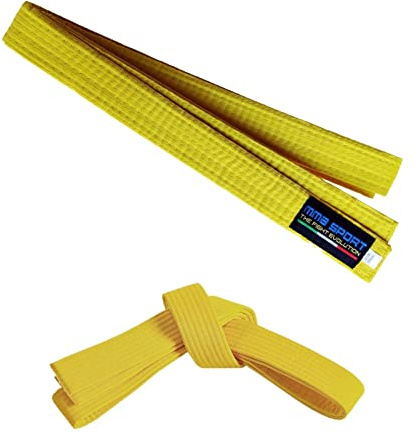mmasport Cinturón Karate Belt Judo Aikido Taekwondo Artes Marciales de Algodón (300 cm, Amarillo)