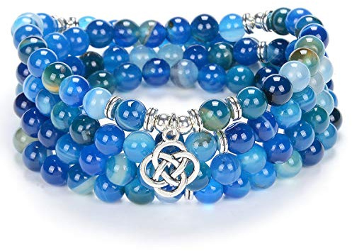 Celtic Gift Idéer 108 Mala Stone Beads Armband Kristallhalsband med Infinity Knot Lycka till