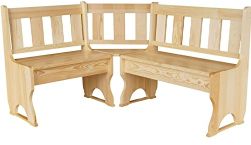k koma Eckbank aus Kiefernholz – neu, weiße Version (100 x 160)