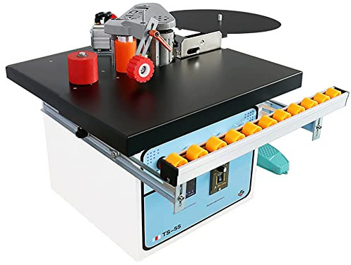 Encoladora de bordes para carpintería, encoladora de bordes de banco portátil con encolado de doble cara de polea, material de bandas de corte automático, máquina de encuadernación manual de