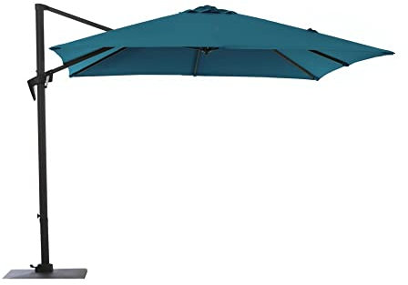 Parasol de jardin déporté Roma bleu - à Manivelle 3 x 4 m en Alu/acier