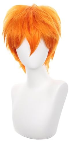 COSPLAZA Orange Cosplay Perücke Kurz Stachelig Flauschig Hitzebeständig Geschichtetes Synthetisches Haar Männer Frauen Halloween Party Perücke