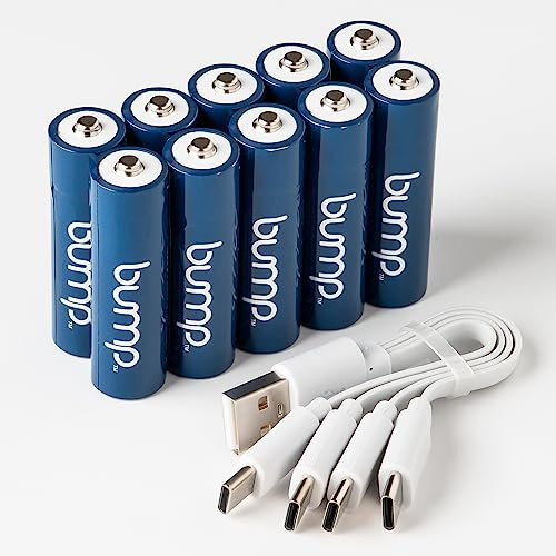 Grehge B-C Rechargeable NiMH Batteries - 10 Pack - Sustainable & Cost-Effective Alternative to Lithium Ion - Fast Charging, Long-Lasting Power - Charger Cable Included