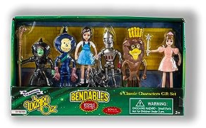 OZ 125TH Aniversary 5 Bendables 6 Characters Gift Set.Step into The Magic of oz with This Charming Set of Bendable Figures, Featuring Your Favorite charcters from The Classic Tale