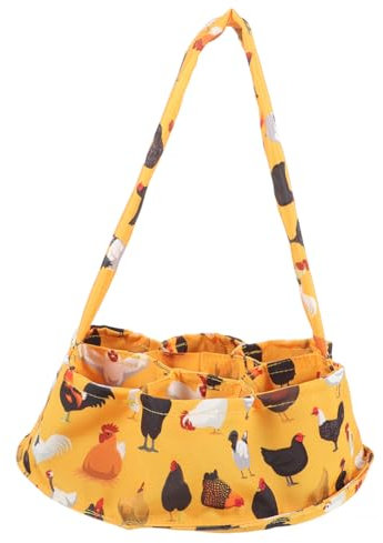 ABOOFAN Canvas Egg Collecting Basket with 7 Pouches Farmhouse Egg Bag for Chicken Duck Goose Large Capacity Countertop Storage Basket