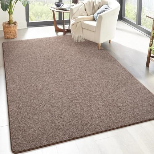 Keeko 4x6 Area Rugs for Living Room, Soft Modern Memory Foam Bedroom Rug Washable Indoor Rug Low Pile Minimalist Non Slip Carpet for Kids Nursery Dorm Room Home Decor Brown and White