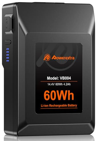 Powerextra V-Mount Ersatzakku 4200mAh 60Wh für BP-95W, mit D-TAP, USB-A und USB-C(unterstützt 45W PD) Anschlüsse