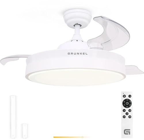 Grunkel Ventilador de techo con luz LED - SKYWIND-42BL - con 6 velocidades y temporizador de 6 horas, 20W (Blanco)