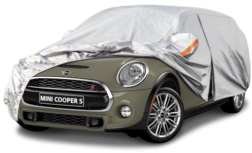 Kayme Autoplane Wasserdicht Atmungsaktiv für Mini Cooper 5 türer (2014-2025), 6 Schichten Vollgarage Autoabdeckung für Regen Sonne Staub Schutz Verkratzt, Autoabdeckung mit Reflektierenden Streifen.