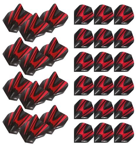 WINMAU Prism Alpha Black & Red Extra Thick Dart Flights, 10 Sets pro Packung (30 Dart-Flights insgesamt)