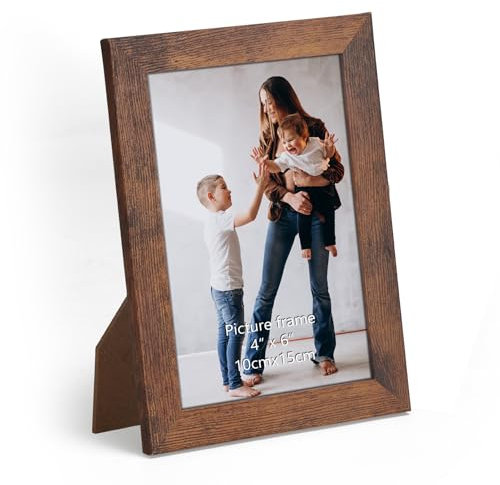 Vasemouh 1 Stück rustikale Bilderrahmen für Fotos 10x15cm, Vintage-Stil ideal für Wand- und Tischaufstellung im Wohnzimmer, Schlafzimmer, Büro oder Flur