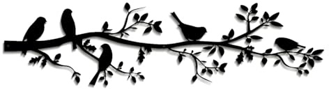 DUOOLN Metall-Vogel-Wandkunst,Vögel Auf Zweig,Wanddekoration,Schwarze Blätter Vogelskulpturen,Vogel Auf Weinrebe,Olivenzweig,Eisen-Silhouette,Wandbehangschild Für Wohnzimmer,Schlafzimmer