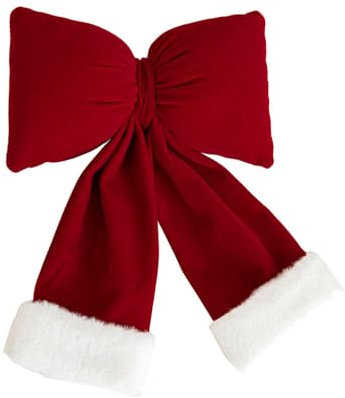 Ttiy Rote Weihnachtsschleife, Samt, Weihnachtsbaumschleife, luxuriöses Weihnachtsbaumband, tragbar, Weihnachtskranz, Schleife für Weihnachtsbaumdekoration, 1 Stück, groß