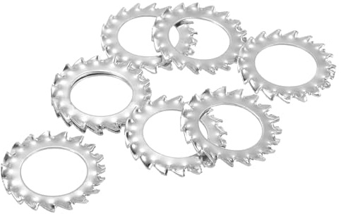 QUARKZMAN 40 Piezas Arandelas de Bloqueo con Dientes Externos M18 Arandela de Bloqueo Dentada Externa de Acero Inoxidable 304 para Sujetadores de Equipos Mecánicos Color Plateado