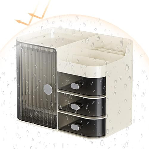 Organizzatore cosmetico con cassetti – Scatola di immagazzinaggio cosmetico di grande capacità trasparente organizzatore di trucco con cassetti | Contenitore cosmetico multi-compartimento per, Creamy