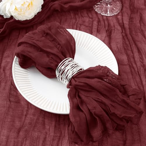 DeZerlor Seihtuch-Servietten, Sommer-Tuchservietten, Burgunderrot, 53,3 x 53,3 cm, für Hochzeit, Brautparty, Babyparty, Partys, 12 Stück