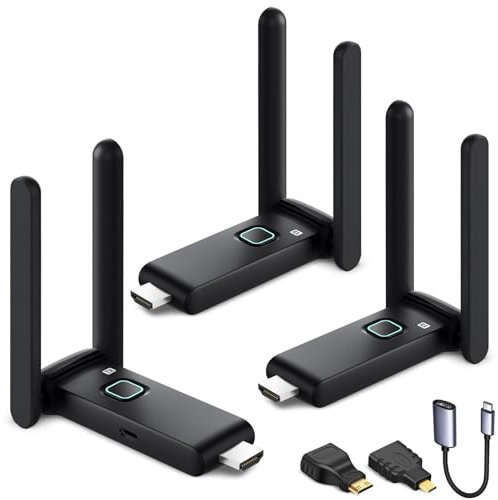 Trasmettitore e ricevitore HDMI wireless, estensione multi TV (fino a 1 trasmettitore a 4 ricevitori), trasmissione radio HDMI supporta lo streaming video da laptop a HDTV/proiettore/tablet