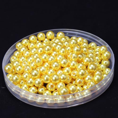 Duories ca.55 STK 16mm Runde Perlen zum Basteln, Kunststoffperlen Bunte Bastelperlen Perlen,Perlen zum Auffädeln für DIY Schmuck Zubehör, Streudeko Deko Perlen für Hochzeit Taufe Party Tischdeko,Gold