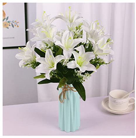Künstliche Blumen zur Dekoration, künstlicher Lilienstrauß, künstliche Blumen, Hochzeitsstrauß, künstliche Blumen für Zuhause, Party, Garten, Geschäft, Hotel, Büro, Dekoration, künstliche Blumen,
