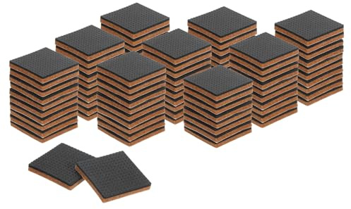 sourcing map 90 feltrini ed EVA per mobili, quadrati da 35 mm, protezioni per pavimenti in legno, autoadesive, per proteggere pavimenti in legno, gambe di tavoli e sedie, marrone+nero