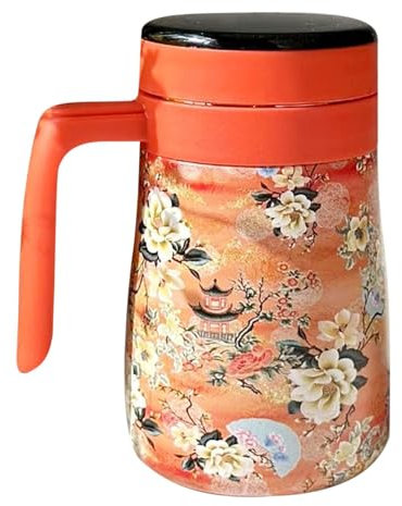 Caraffa da caffè con motivo floreale, Teiera in acciaio inossidabile, Caraffa da caffè isolata da 550 ml, Caraffa da caffè sottovuoto, Brocca per acqua calda, Teiera con infusore rimovibile, Macchina
