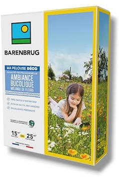 BARENBRUG - Pelouse Ambiance Bucolique - Mélange de Fleurs - 500G | Entretien Facile - Évolue au Fil des Saisons - Très Pérenne - Favorise Biodiversité Végétale et Insectes - Fabriqué en France