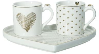Brandani 51660 TETE A TETE AMORE MIO CUORI NEW BONE CHINA, 17,5x15,5x6h