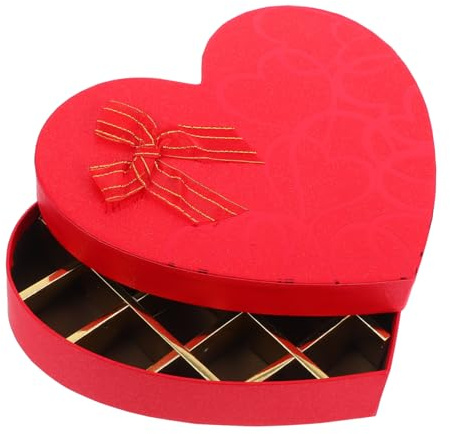 Ipetboom Herzförmige Pralinenschachtel mit 18 Fächern Rote Geschenkbox mit Schleife für Süßigkeiten und Kleine Geschenke Muttertag Valentinstag Geburtstag