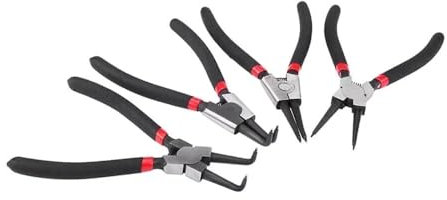 Kovalmax® Juego de 4 alicates Seeger para anillos elásticos seguridad pinza recta curva 90°