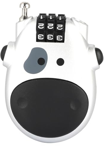 Pram Lock Stroller Security Coded Lock with 3 Digit Combination Cute Cow Design ABS Material for Pushchair Baggage Helmet Backpack Cabinet Silver Compact Size Easy to Use Password