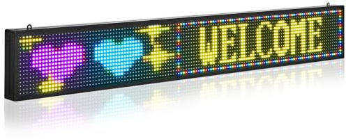 VEVOR Enseigne Lumineuse LED Programmable 131x19 cm, Panneau d’Affichage Numérique Couleur Pleine P10, GIF à Motifs de Texte Personnalisés, Commande Bluetooth, Information Publicitaire Publicité