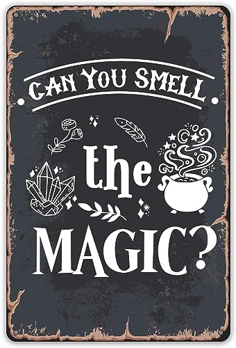 FJQWKLF Metallschild mit Zitat „Witchy Kitchen als Wanddekoration „Can You Smell the Magic, Küchenschild für Heimdekoration, Geschenke, 30,5 x 40,6 cm