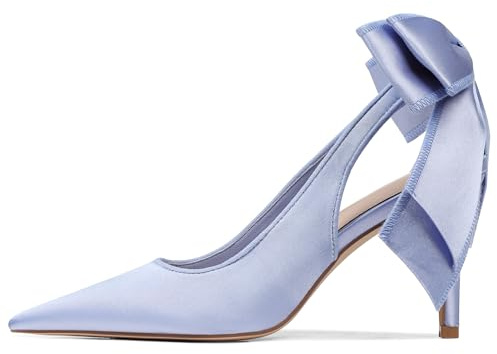Mattiventon Slingback Heels for Women Pointed Closed Toe Stiletto Heels with Bow Tie Wedding Shoes for Bride Satin Prom Party Dress Pumps
