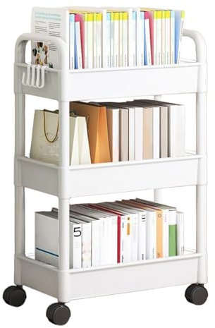 Carrito de almacenamiento con ruedas, organizador de utilidad con ruedas de 3 niveles, estante móvil, libros, aperitivos, suministros de cocina, oficina, carrito multiusos para baño, 69 x 33 x 22 cm