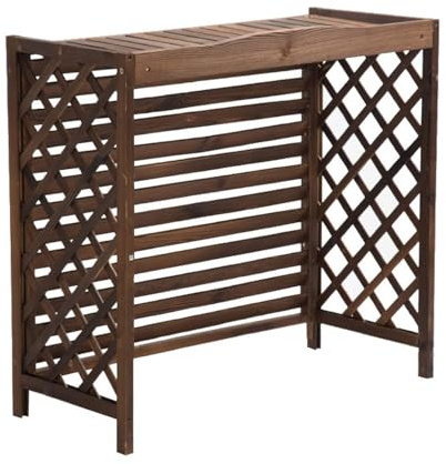 Cache Climatiseur Exterieur Support de Climatiseur en Bois Support De Fleurs Imperméable pour Jardin Balcon et Décoration Extérieure 81x30x72cm(105x47x80cm)